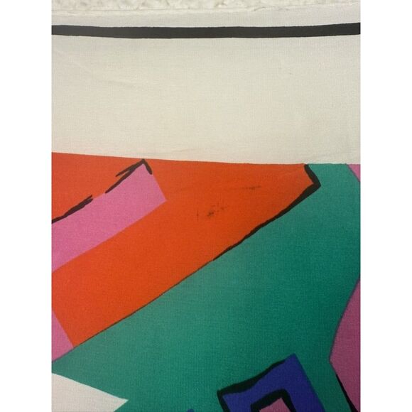 Vintage Pierre Cardin Scarf Womens Large Multicolor Abstract 100% Silk Italy 80s - Picture 9 of 10